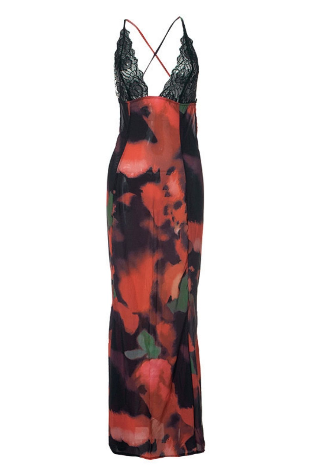 Printed Suspender Sleeveless High Waist One Shoulder Temperament Dress