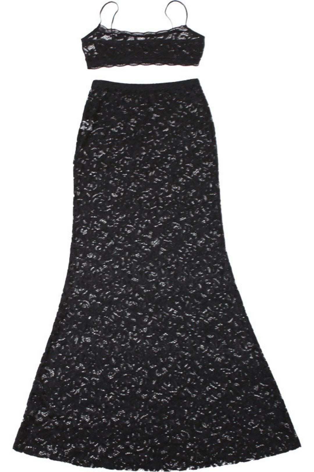 Suspender Top Solid Color High Waist Skirt Lace Suit