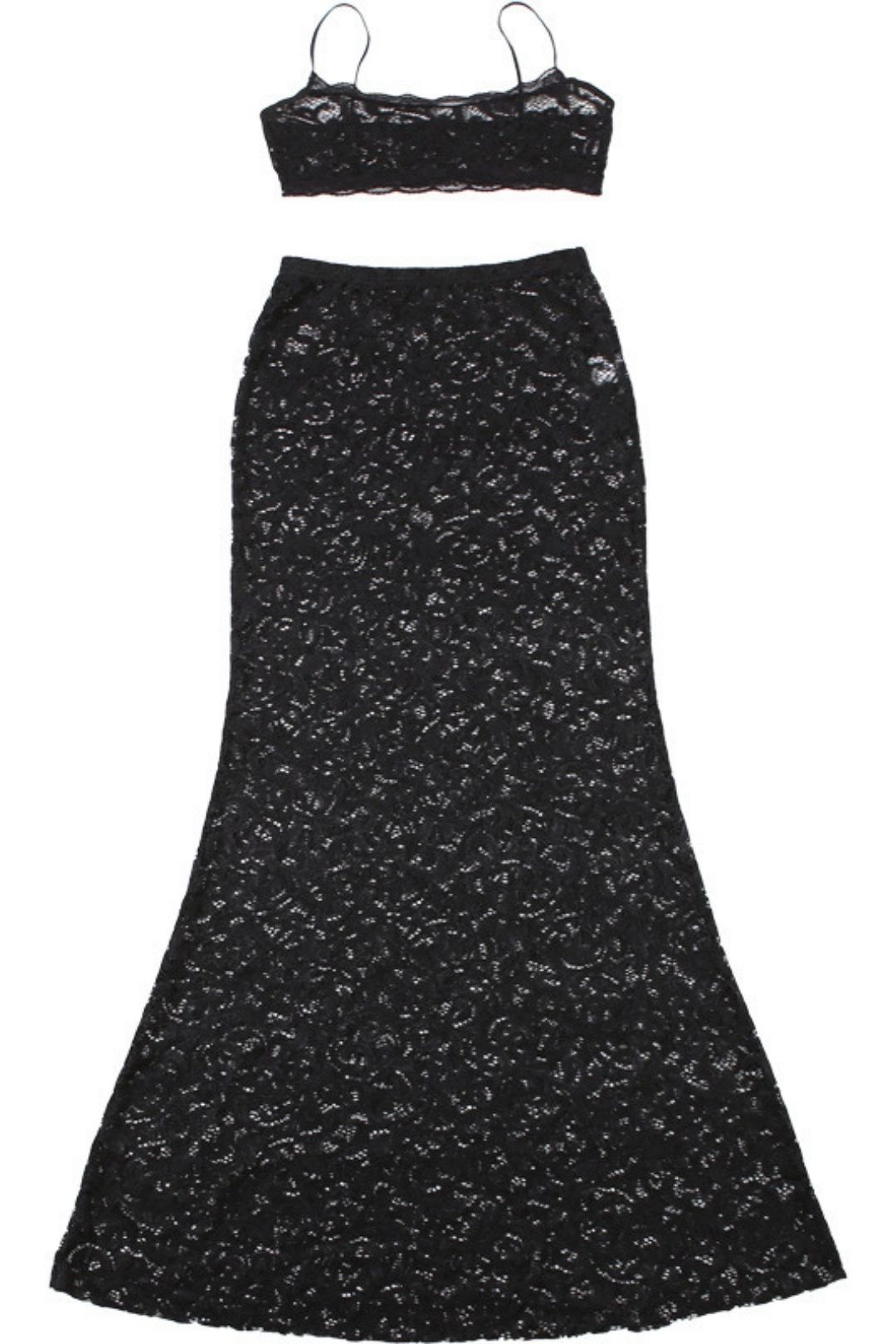 Suspender Top Solid Color High Waist Skirt Lace Suit