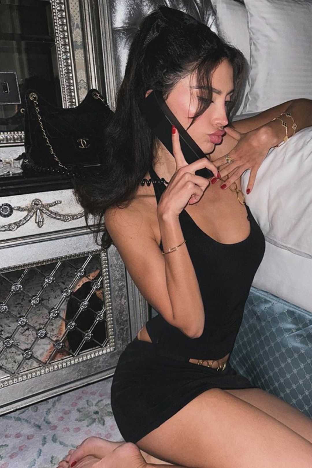 Backless Halter Top High Waist Hip Skirt Suit