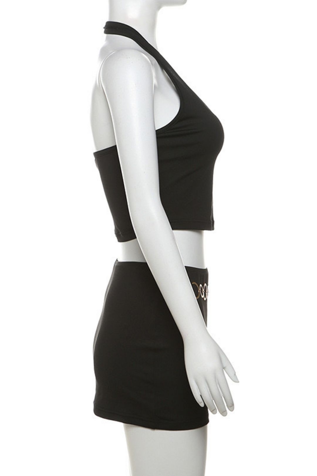 Backless Halter Top High Waist Hip Skirt Suit