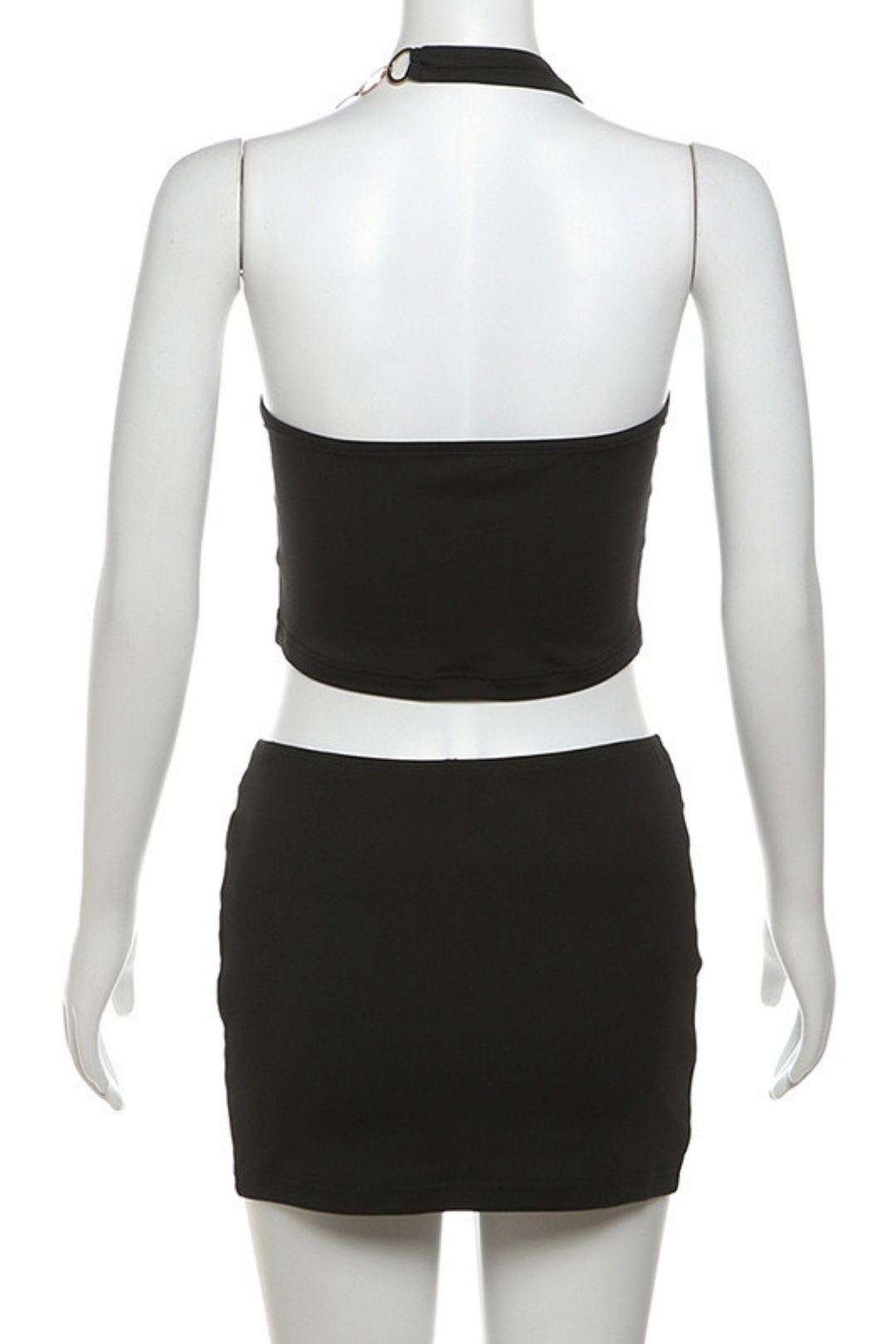 Backless Halter Top High Waist Hip Skirt Suit