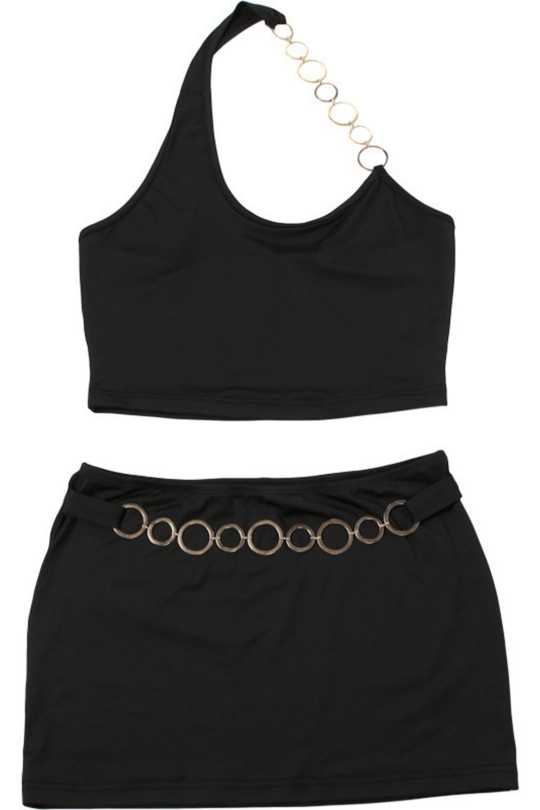 Backless Halter Top High Waist Hip Skirt Suit