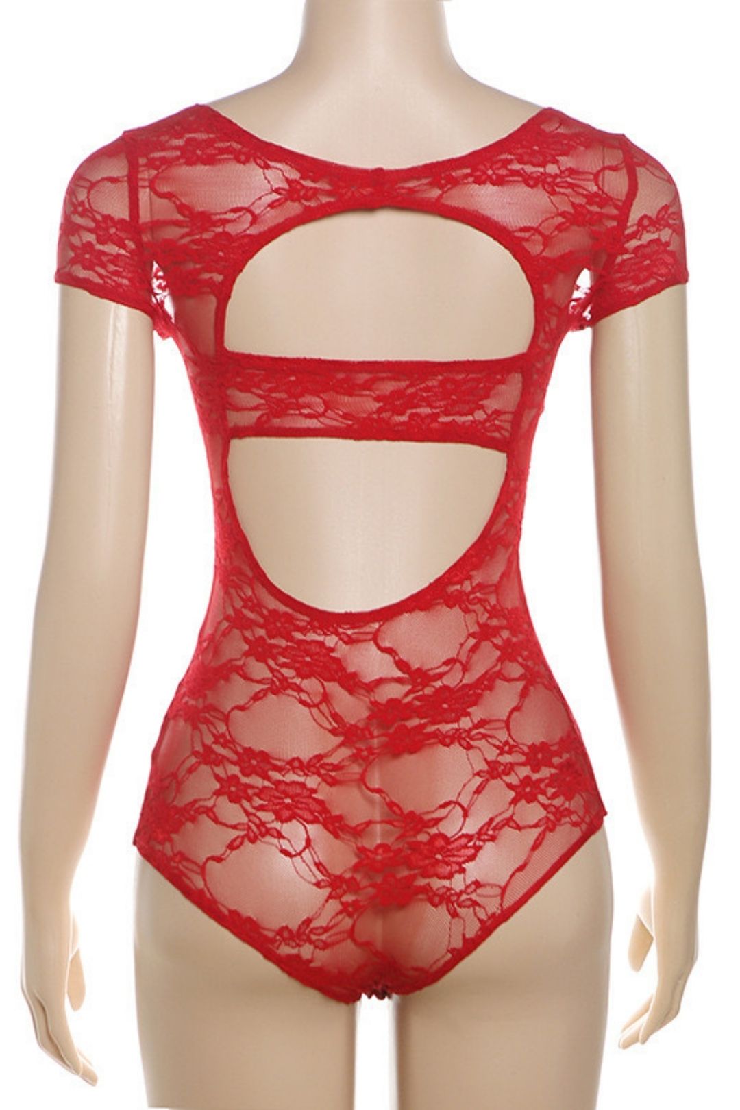 Summer New Sexy V-neck Tight-fitting Hollow Backless Lace Short-sleeved Hip Jumpsuit