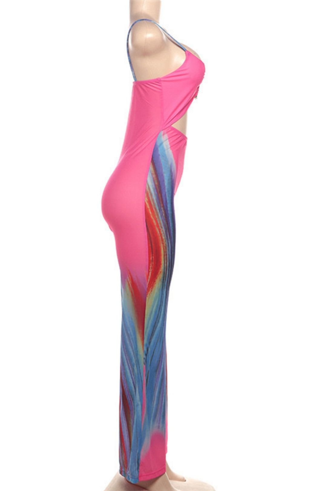 Summer New Sexy Tight-fitting Backless Contrasting Color Low-cut Suspender High-waist Jumpsuit