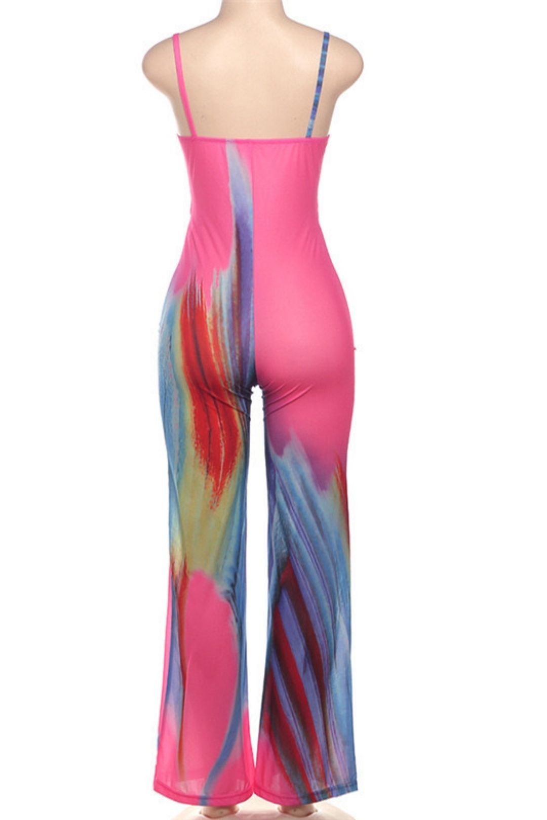 Summer New Sexy Tight-fitting Backless Contrasting Color Low-cut Suspender High-waist Jumpsuit