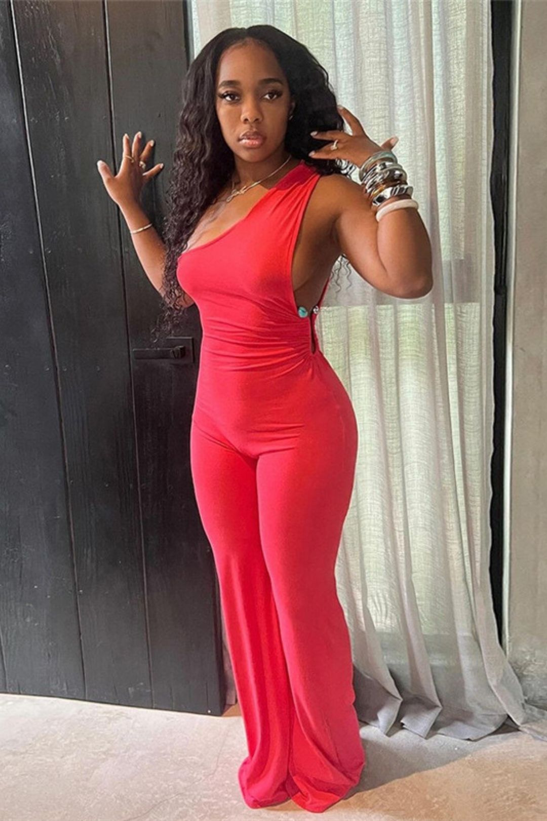 One-shoulder Slim Hip-covering Straight Casual Jumpsuit