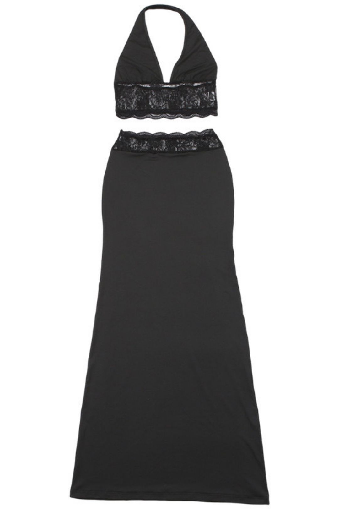 Summer Fashion Sexy Halter Neck Halter Top High Waist Lace Skirt Suit