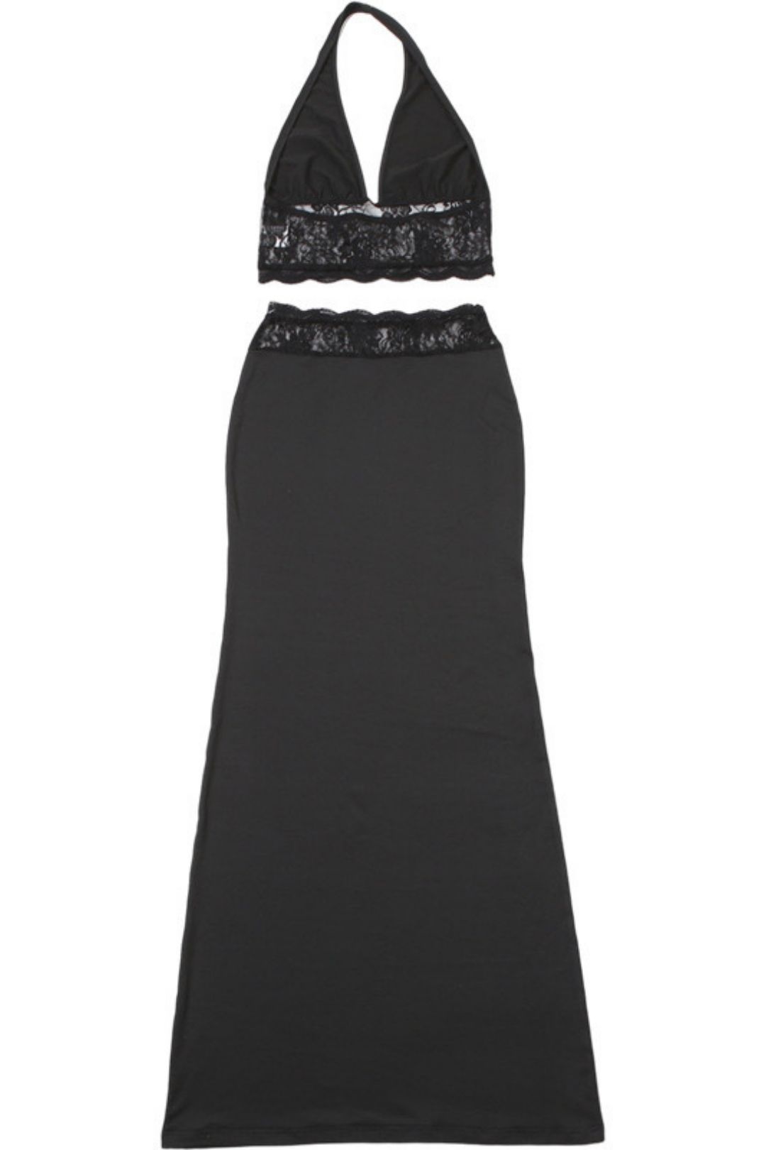 Summer Fashion Sexy Halter Neck Halter Top High Waist Lace Skirt Suit