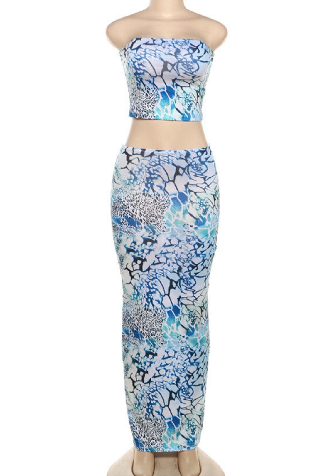 Slim Tube Top Printed Vest Sexy Hip-covering Skirt Two-piece Set