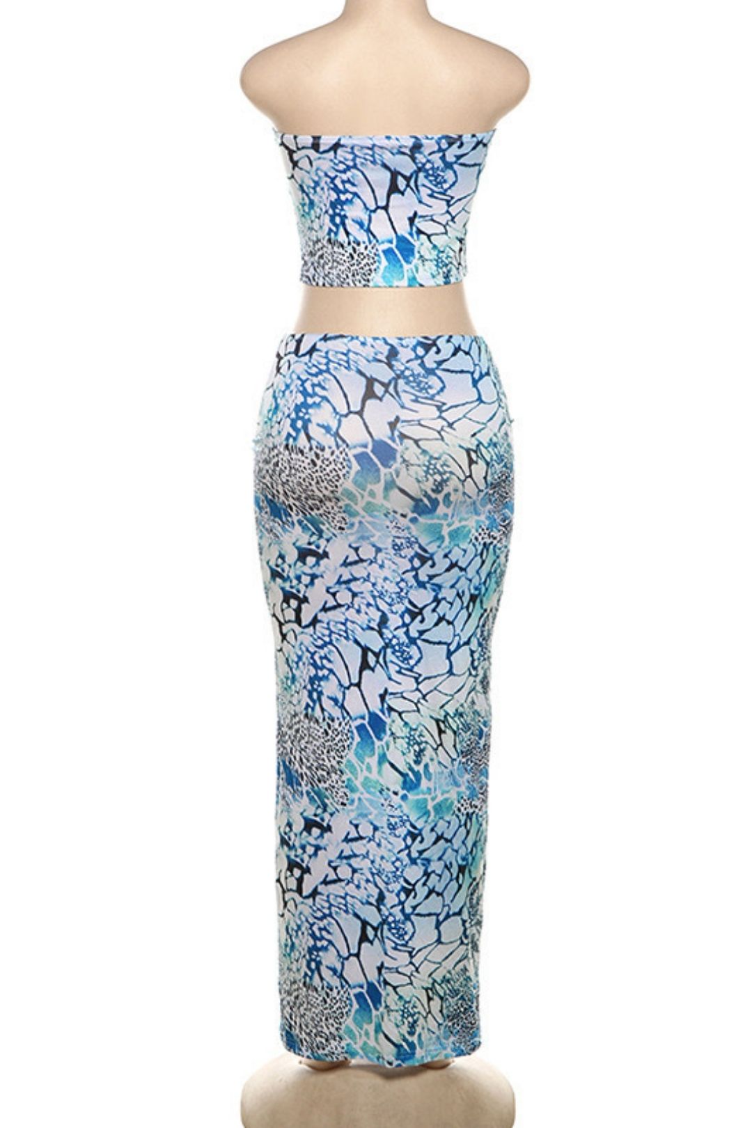 Slim Tube Top Printed Vest Sexy Hip-covering Skirt Two-piece Set