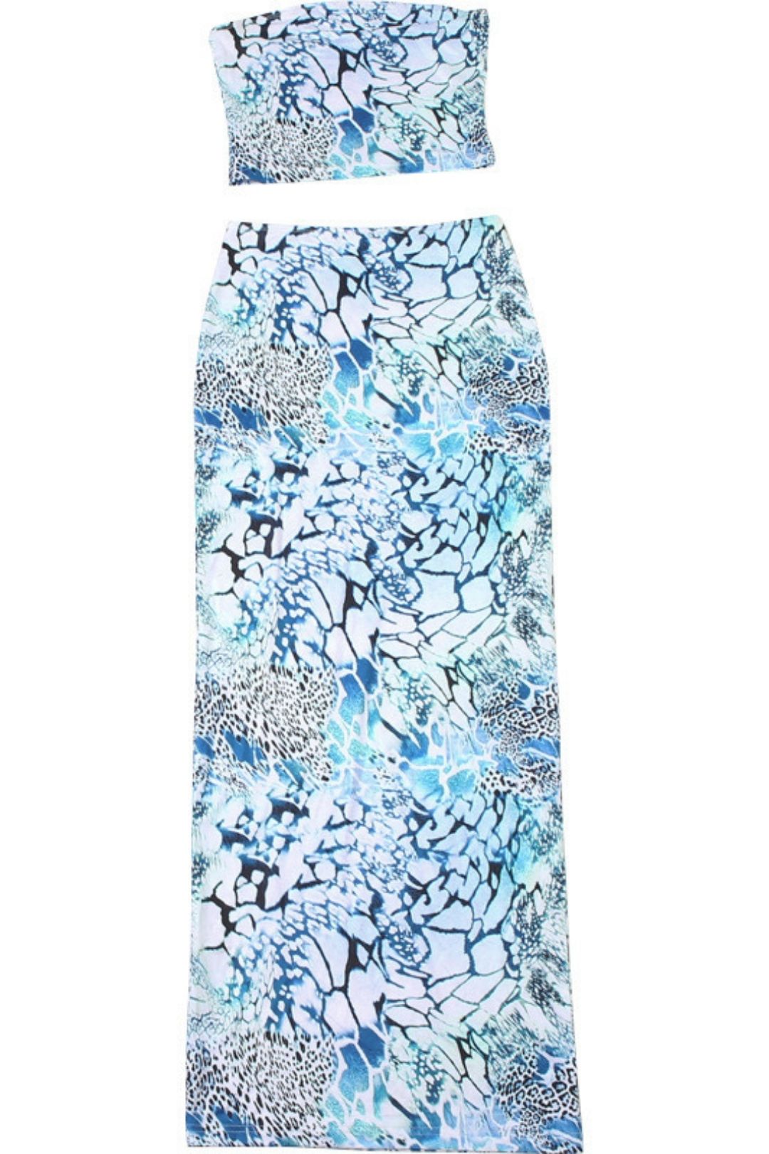 Slim Tube Top Printed Vest Sexy Hip-covering Skirt Two-piece Set