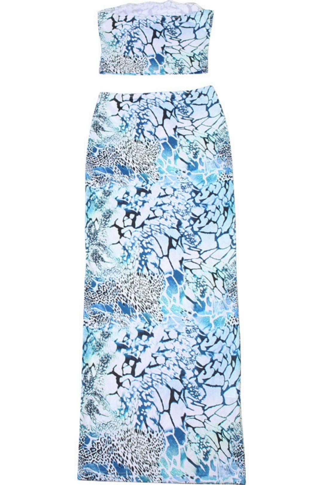 Slim Tube Top Printed Vest Sexy Hip-covering Skirt Two-piece Set