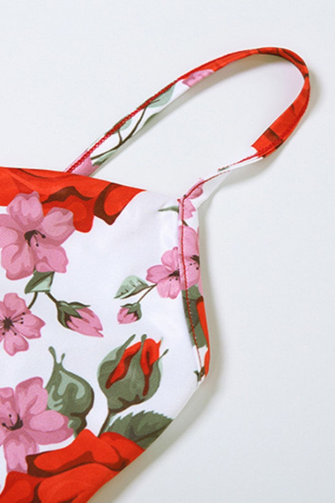 V-neck Camisole High Waist Floral Long Skirt Two-piece Set