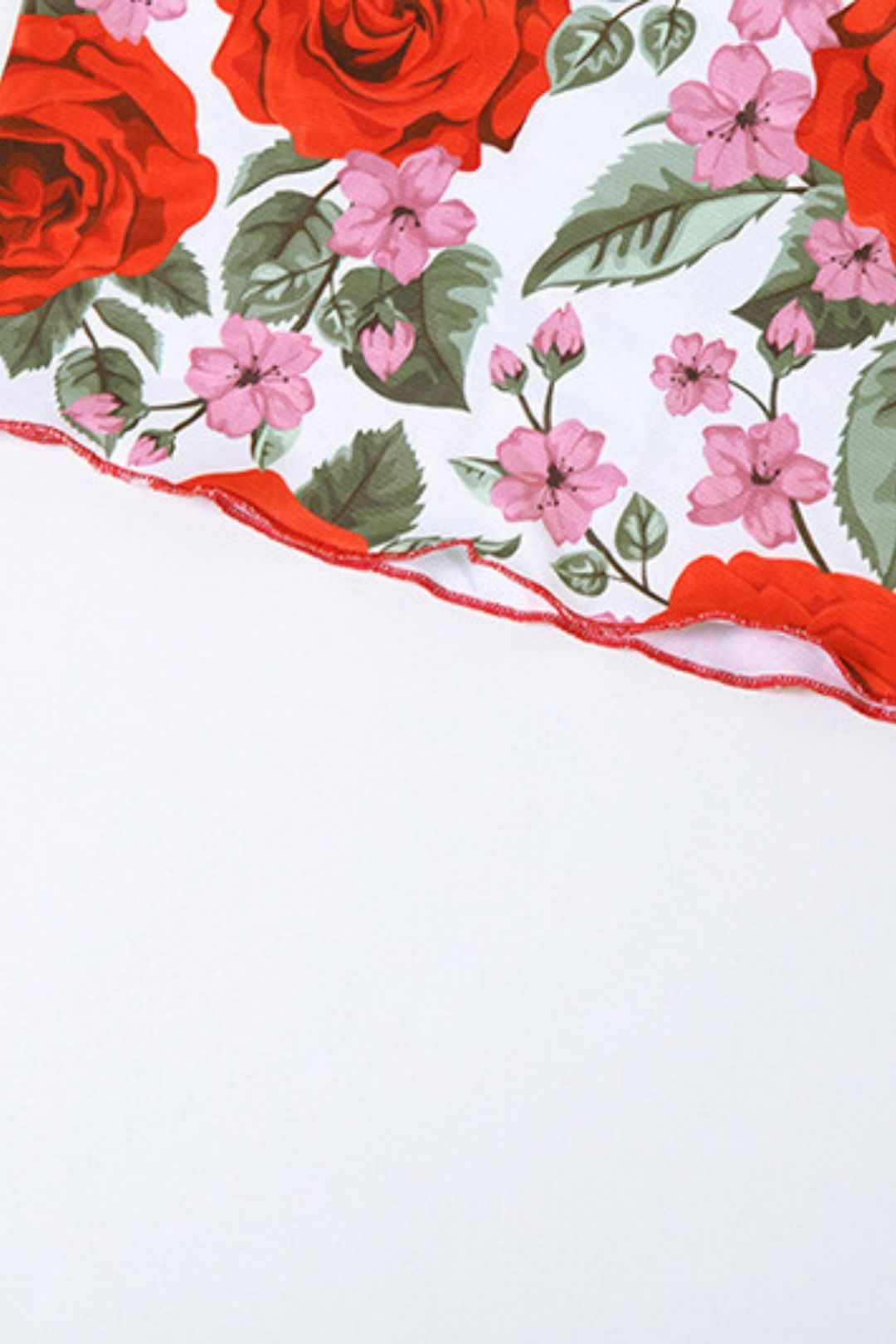 V-neck Camisole High Waist Floral Long Skirt Two-piece Set