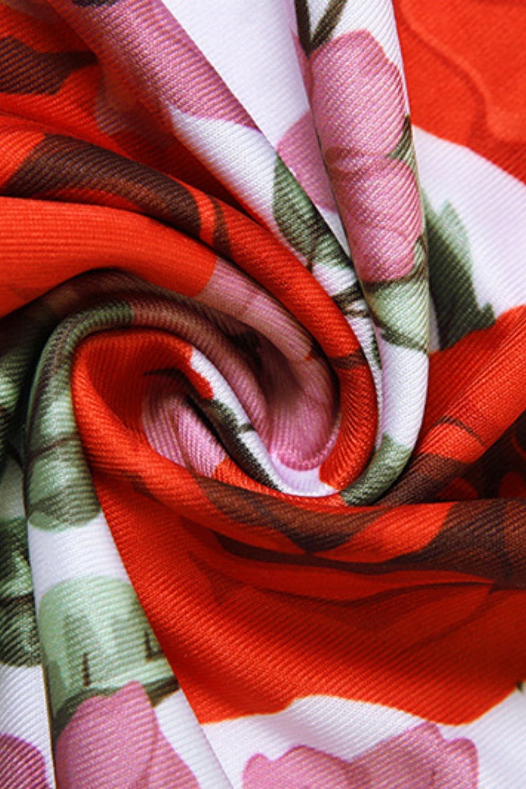 V-neck Camisole High Waist Floral Long Skirt Two-piece Set