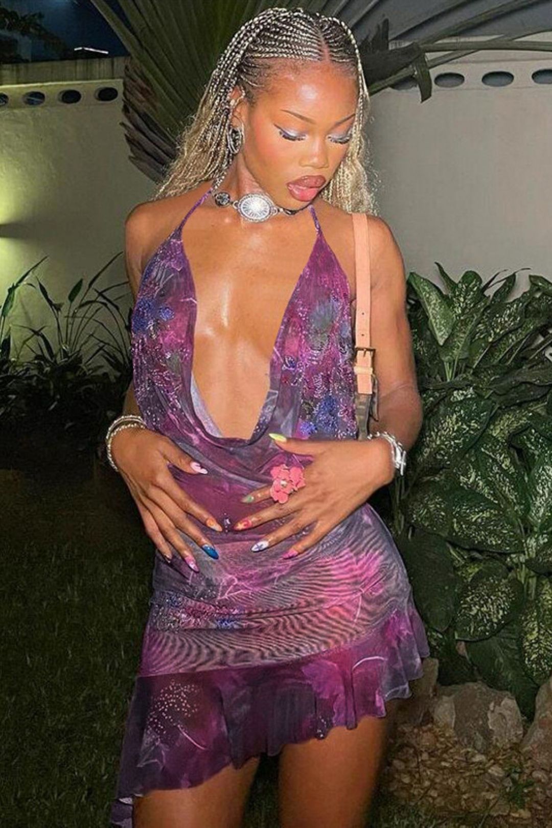 Sexy Backless Slim-fit Hip-hugging Printed Dress