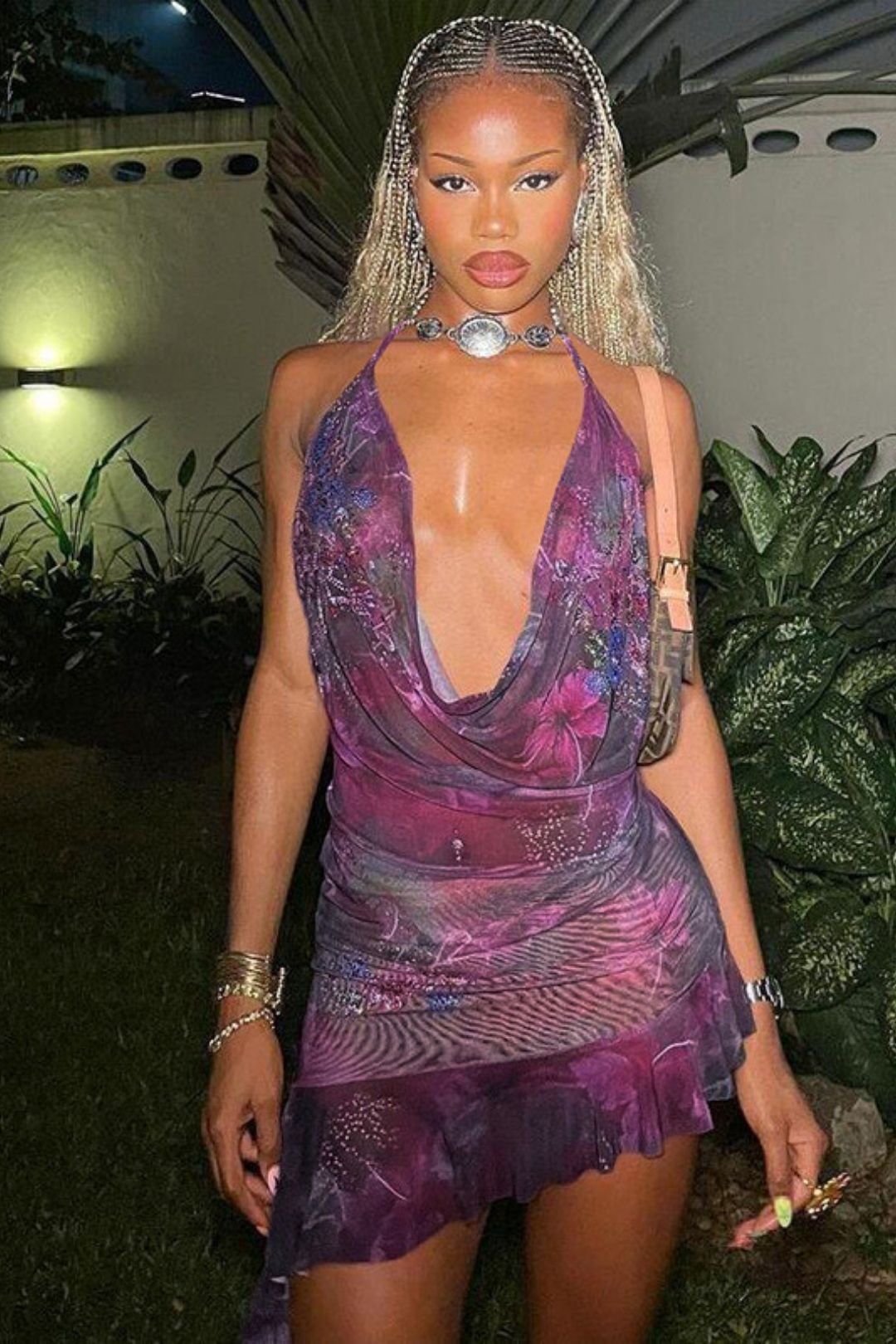 Sexy Backless Slim-fit Hip-hugging Printed Dress