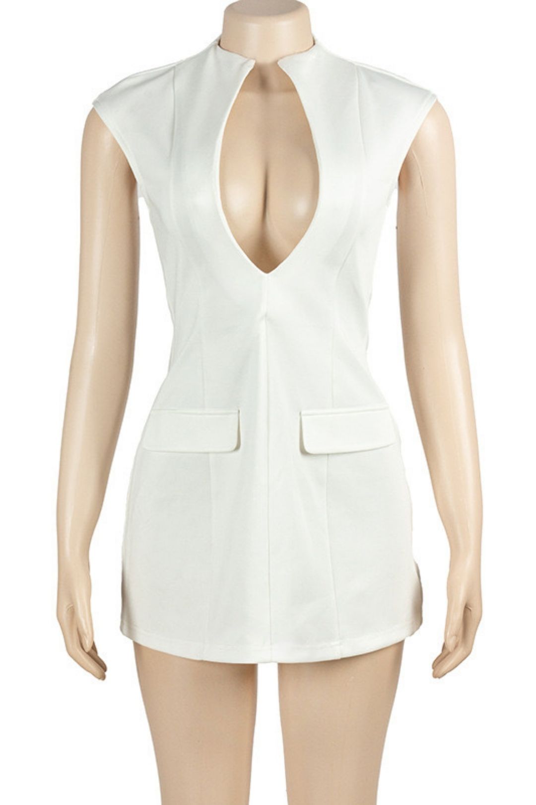 Solid Color Deep V Sexy Short Slim