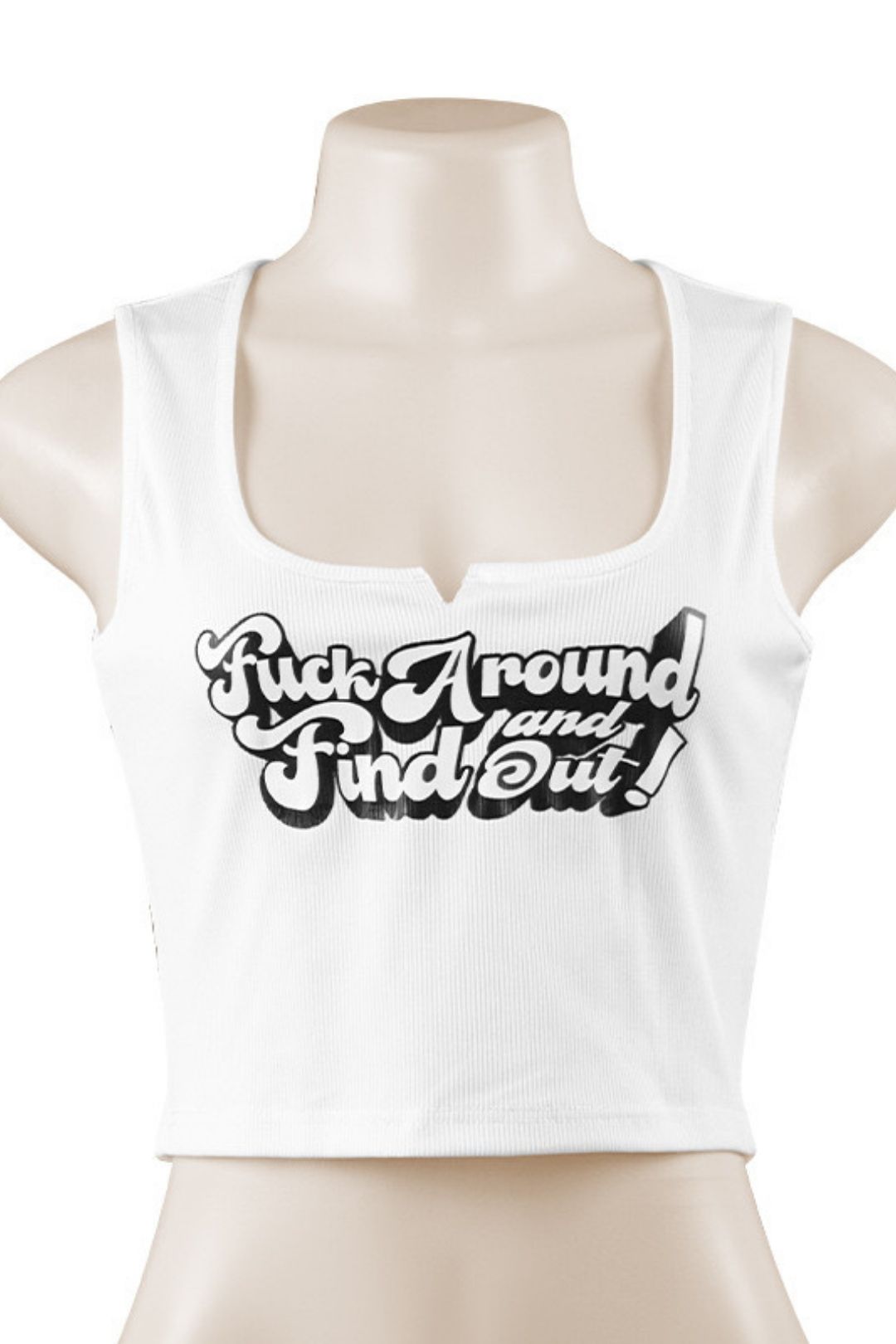 New Solid Color Letter Print Sleeveless Short Slim Vest