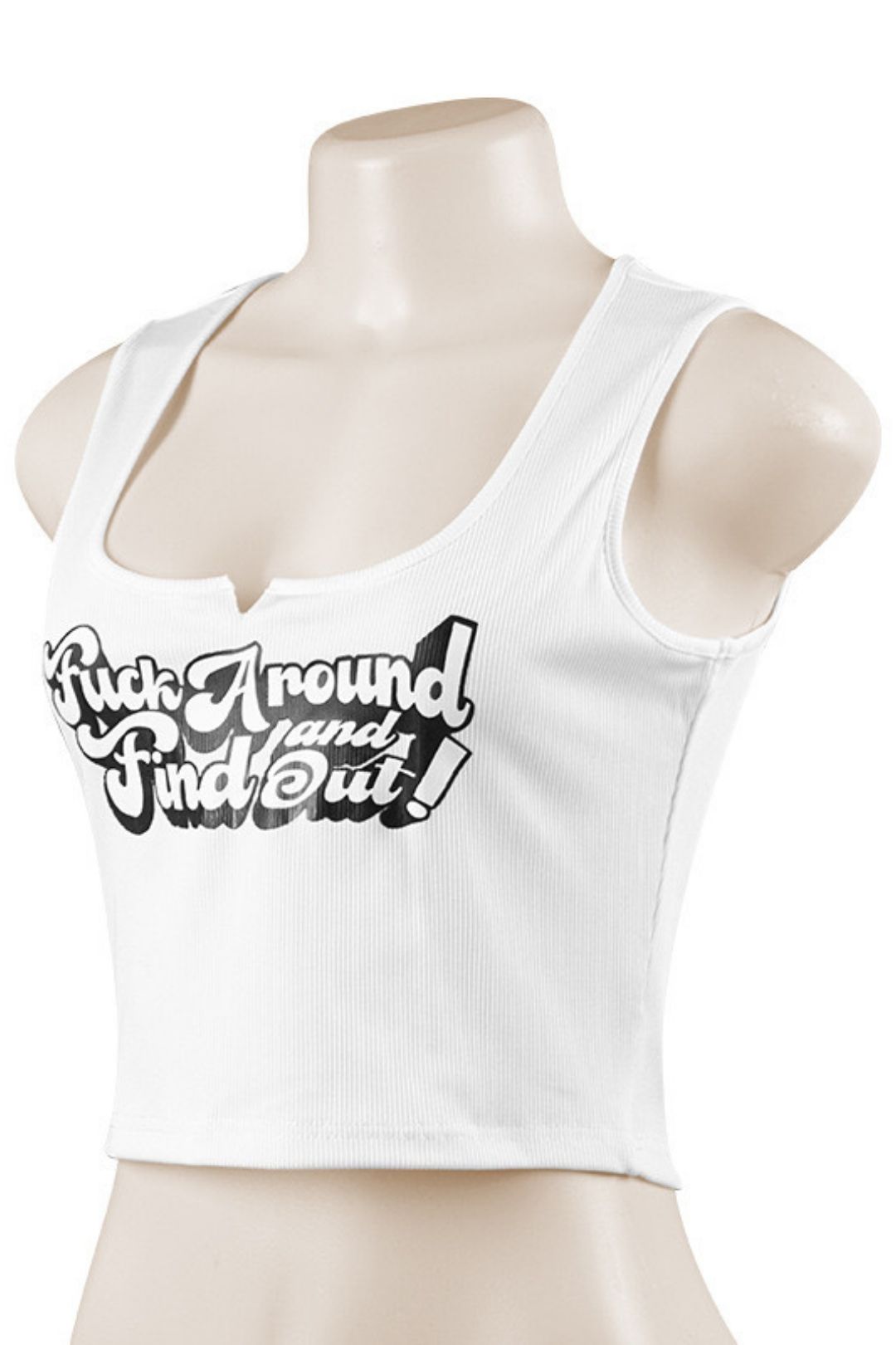 New Solid Color Letter Print Sleeveless Short Slim Vest