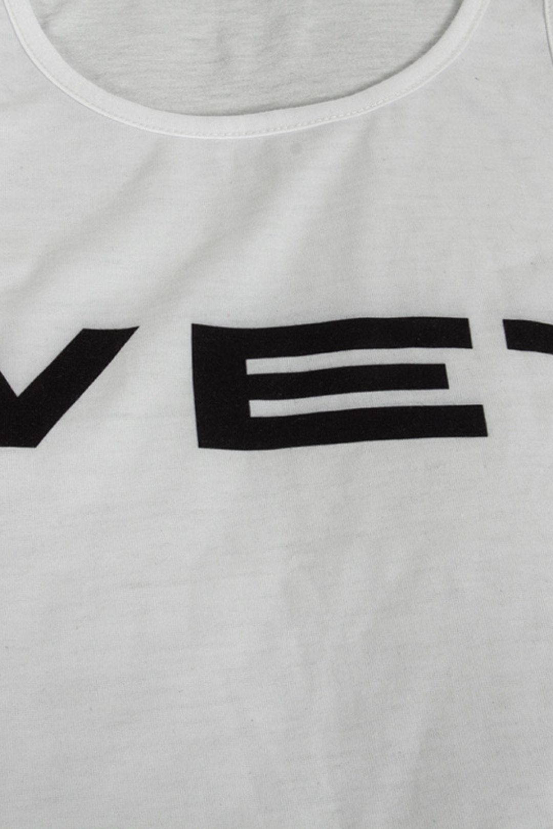 New Solid Color Letter Print Sleeveless Short Slim Vest