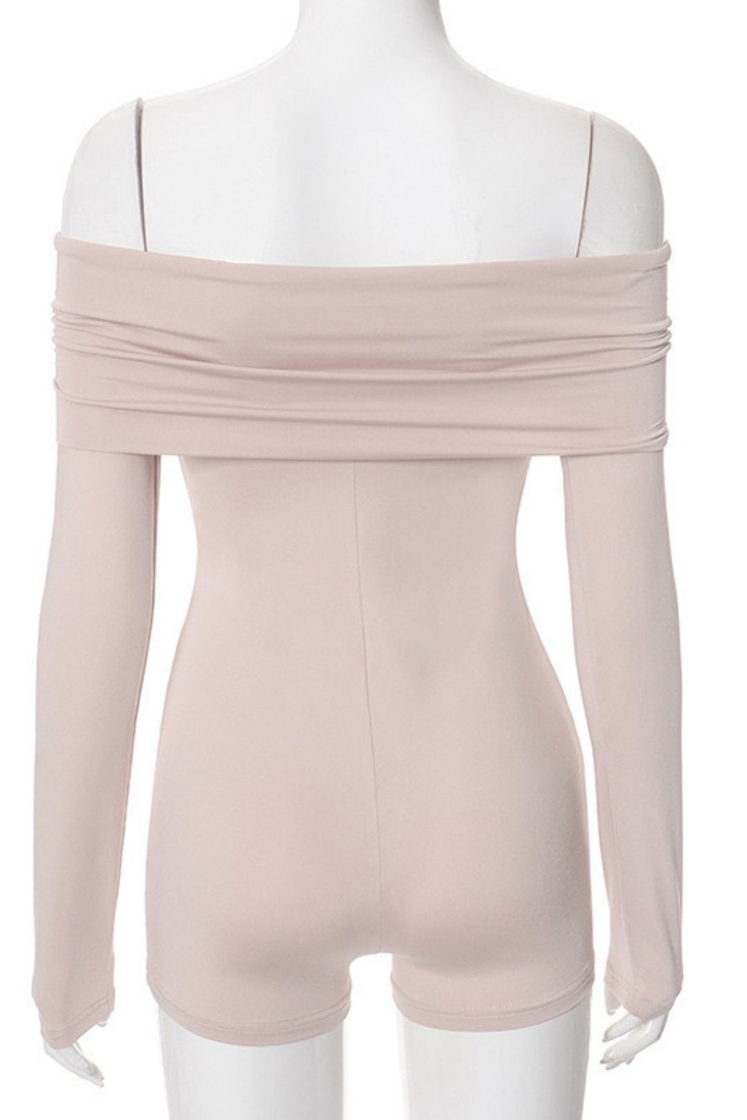 One-shoulder Pleated Long-sleeved Tight-fitting High-waisted Temperament One-piece Shorts