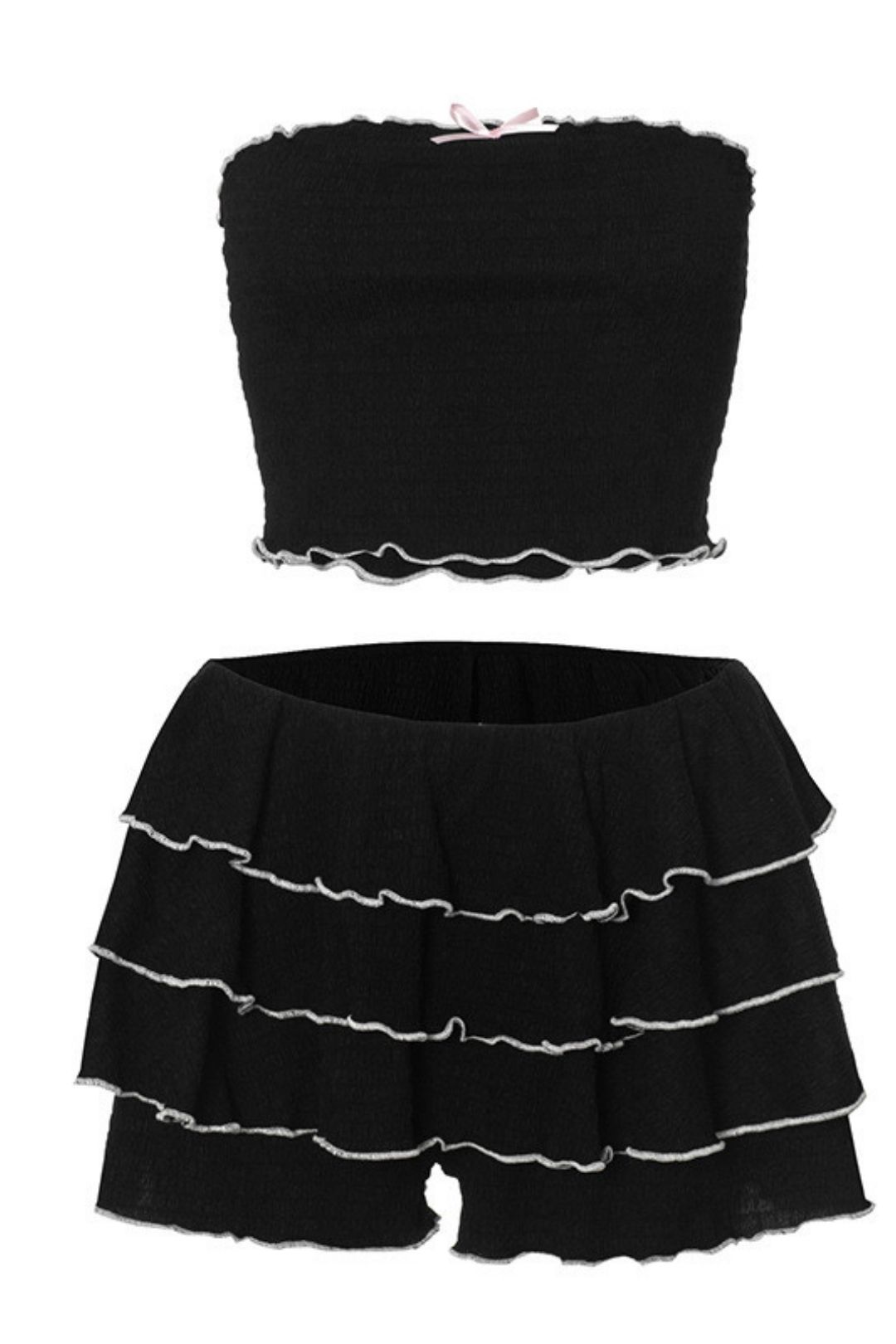 Sweet Low Waist Hip Skirt, Sexy Tube Top Two-piece Set