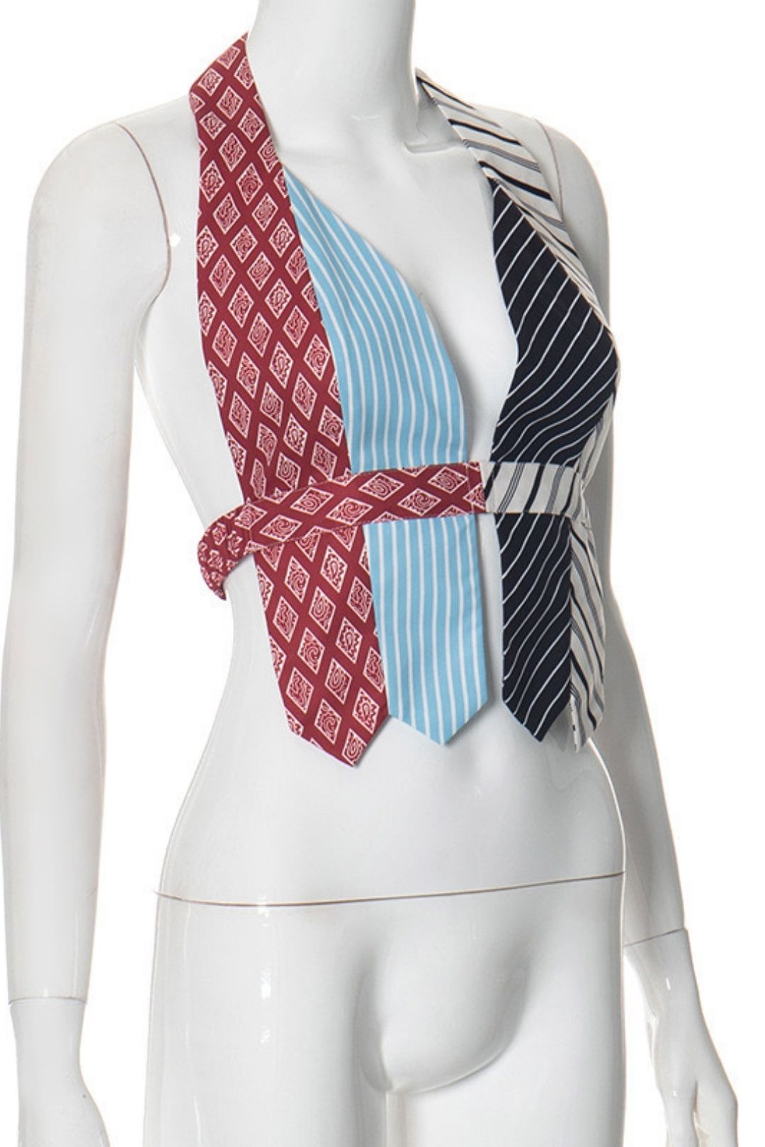 V-neck Pattern Fashion Striped Halter Top