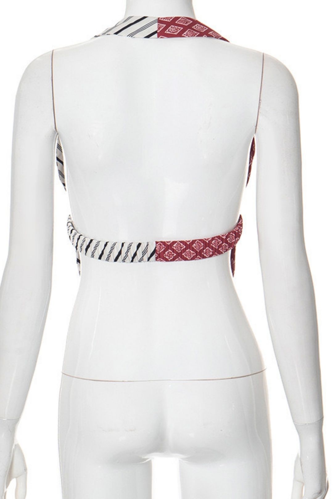 V-neck Pattern Fashion Striped Halter Top