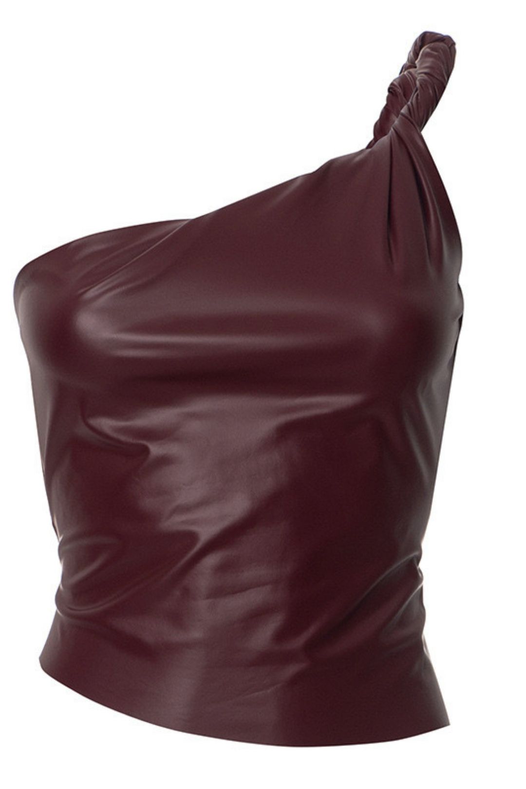 New Leather One-shoulder Personalized Waist-sleeved Sleeveless Top