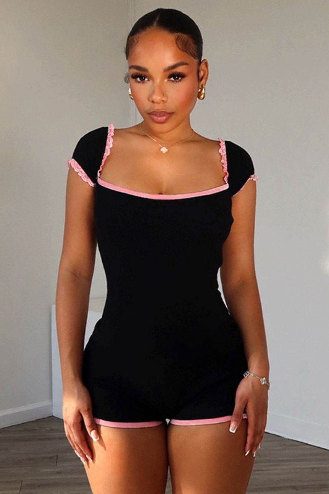 Collar Tight Slimming Basic Sexy Girl Jumpsuit