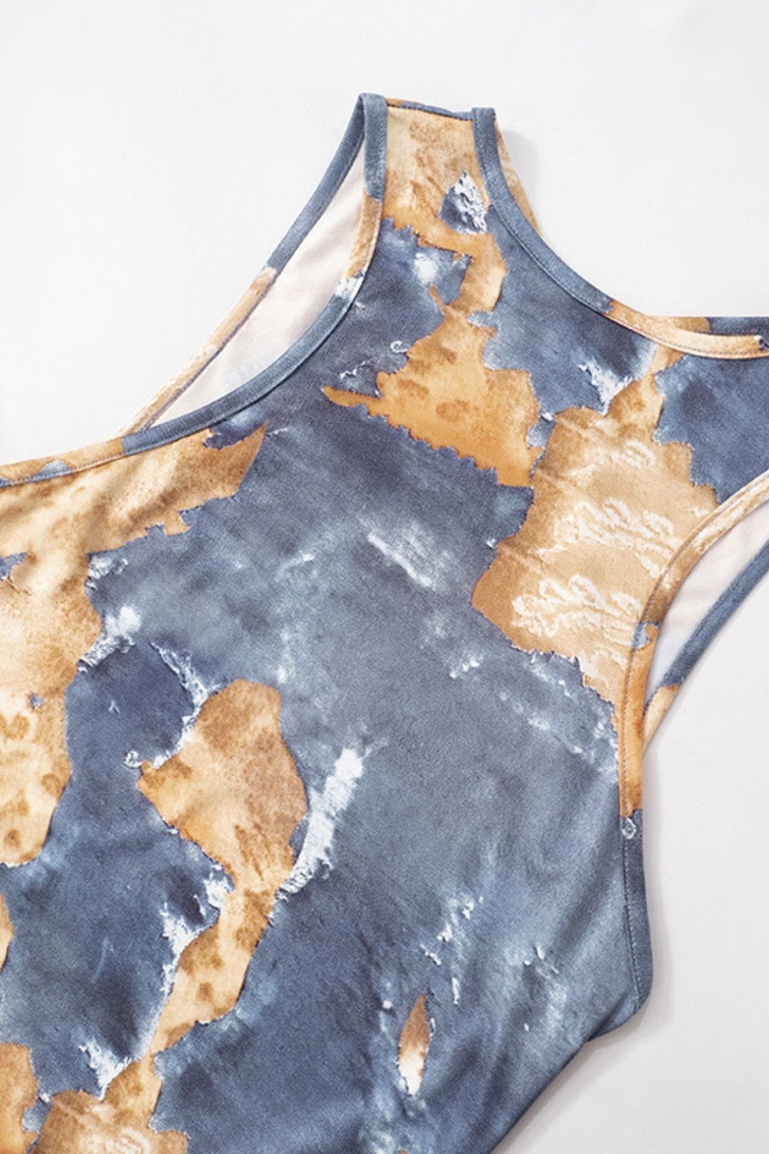 Painted Print Slim Backless Jumpsuit