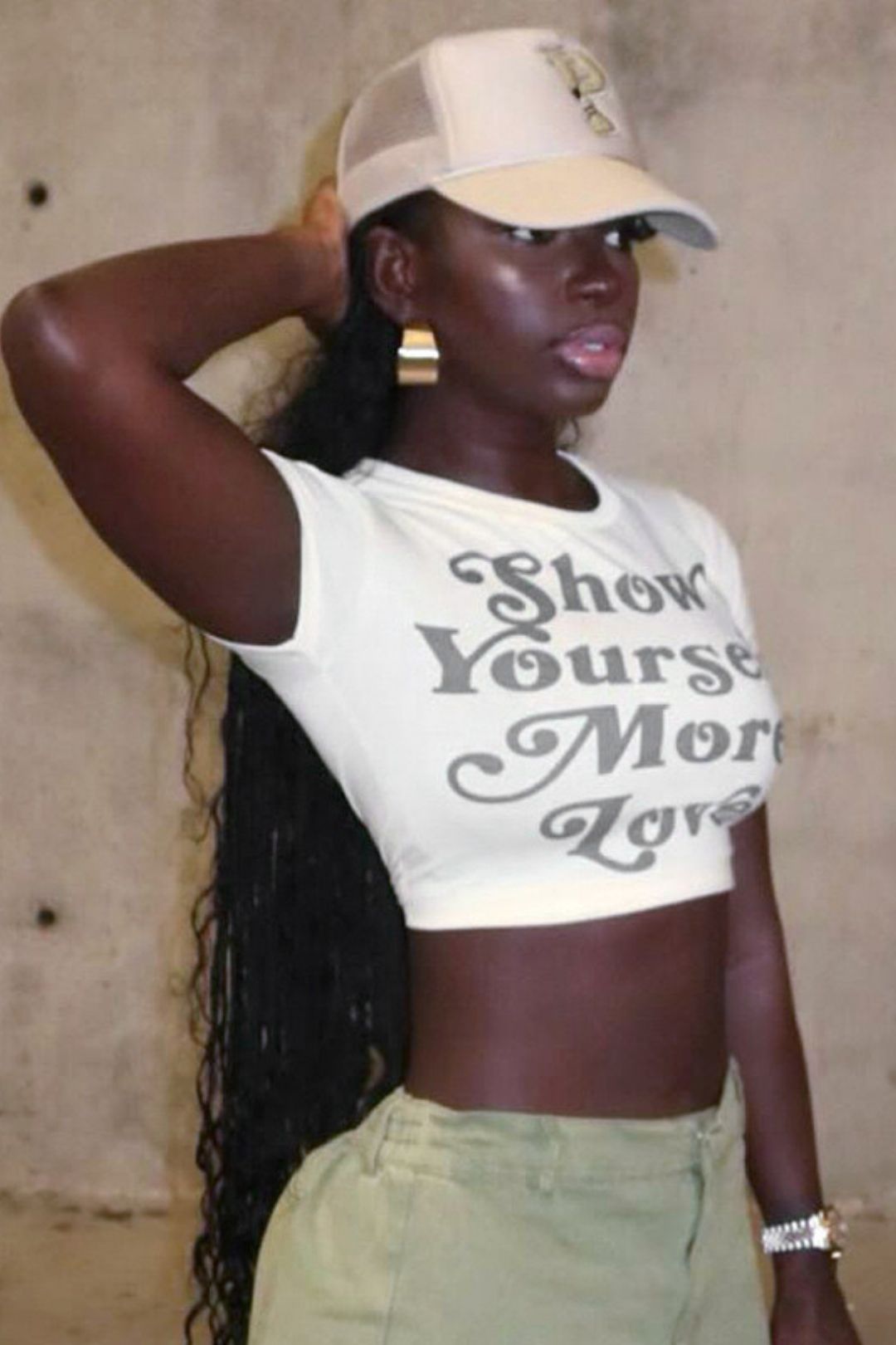 Round Neck T-shirt With Versatile Letter Print Navel-baring Short Sleeves