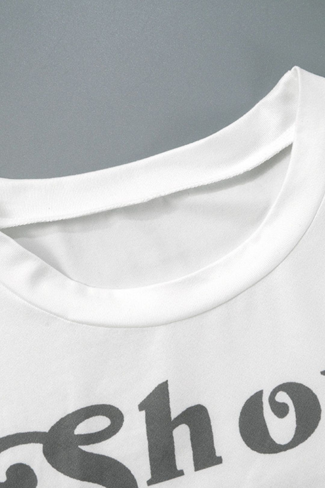 Round Neck T-shirt With Versatile Letter Print Navel-baring Short Sleeves