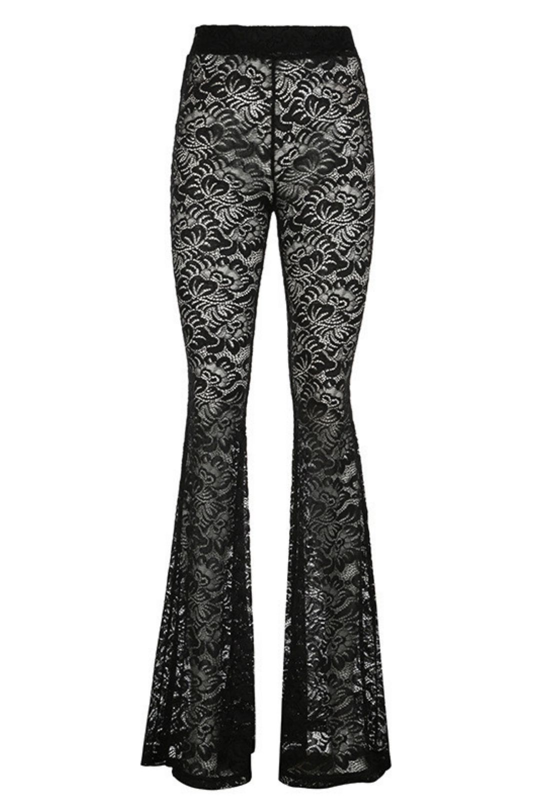 Sexy Lace See-through High-waist Flared Pants