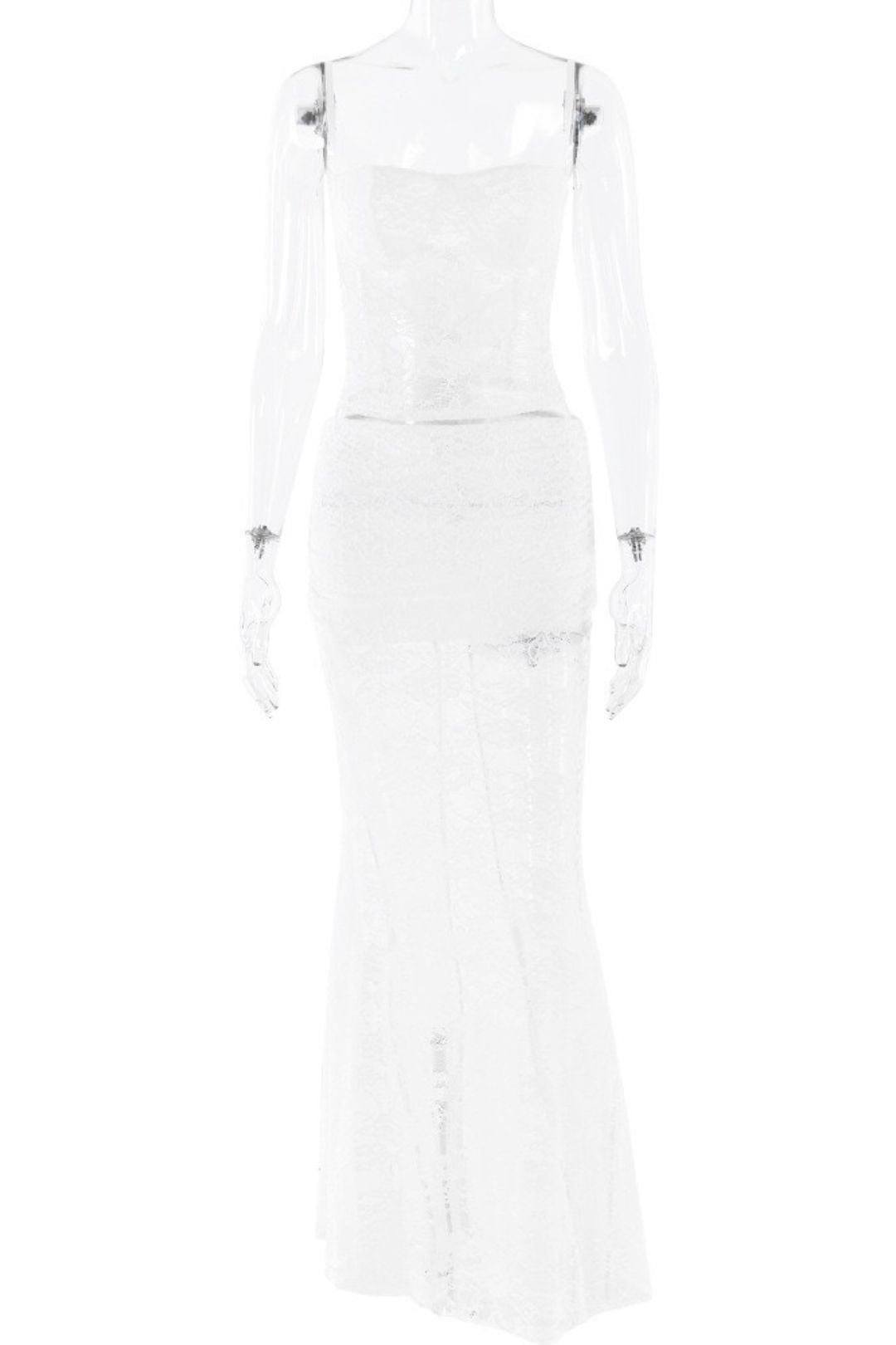 Fashion Slim Two-piece Lace See-through Halter Top And Skirt Suit