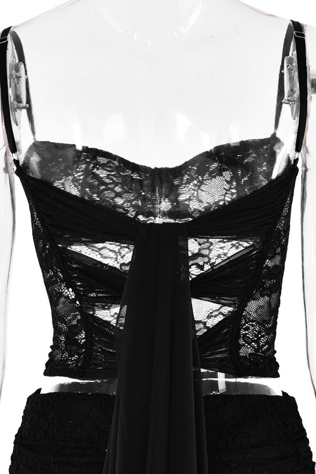 Fashion Slim Two-piece Lace See-through Halter Top And Skirt Suit