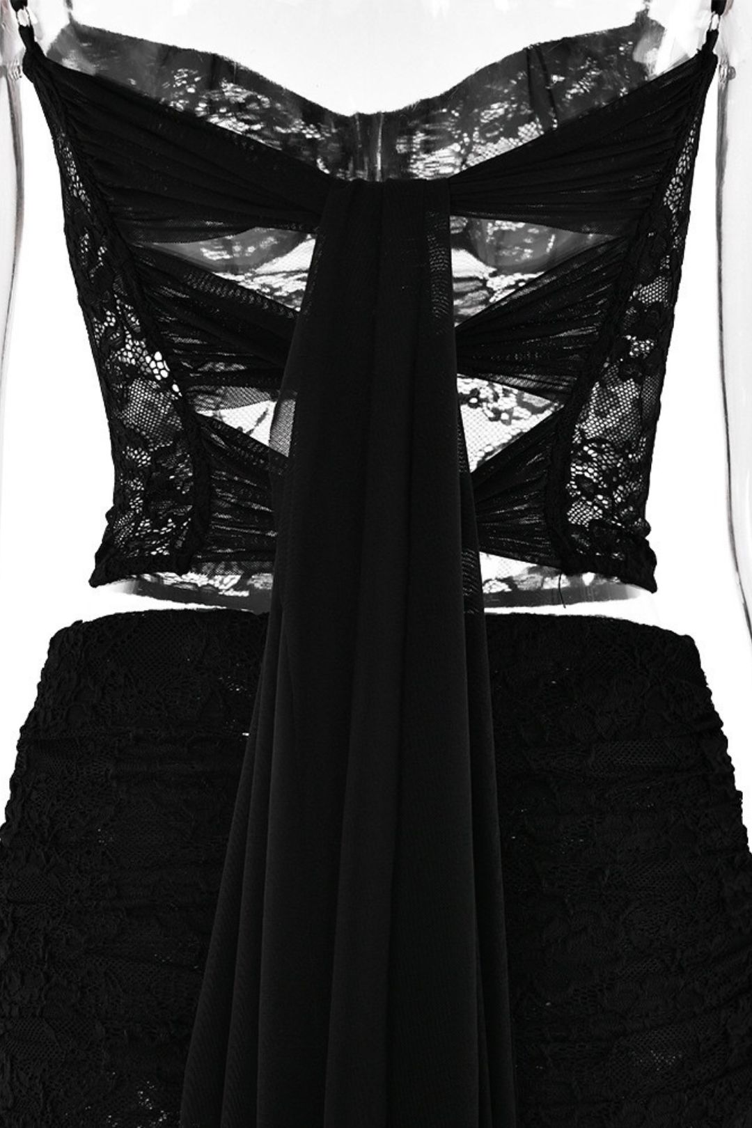 Fashion Slim Two-piece Lace See-through Halter Top And Skirt Suit