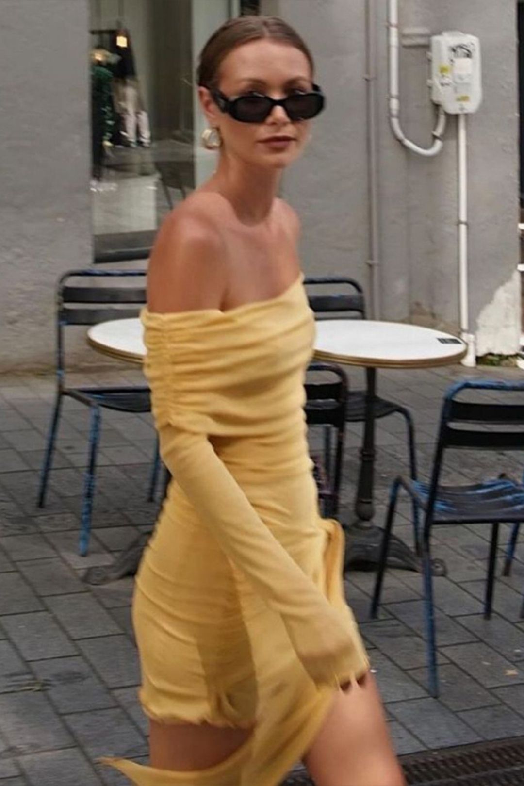 Tube Top Dress Long Sleeve Pleated Hip Skirt