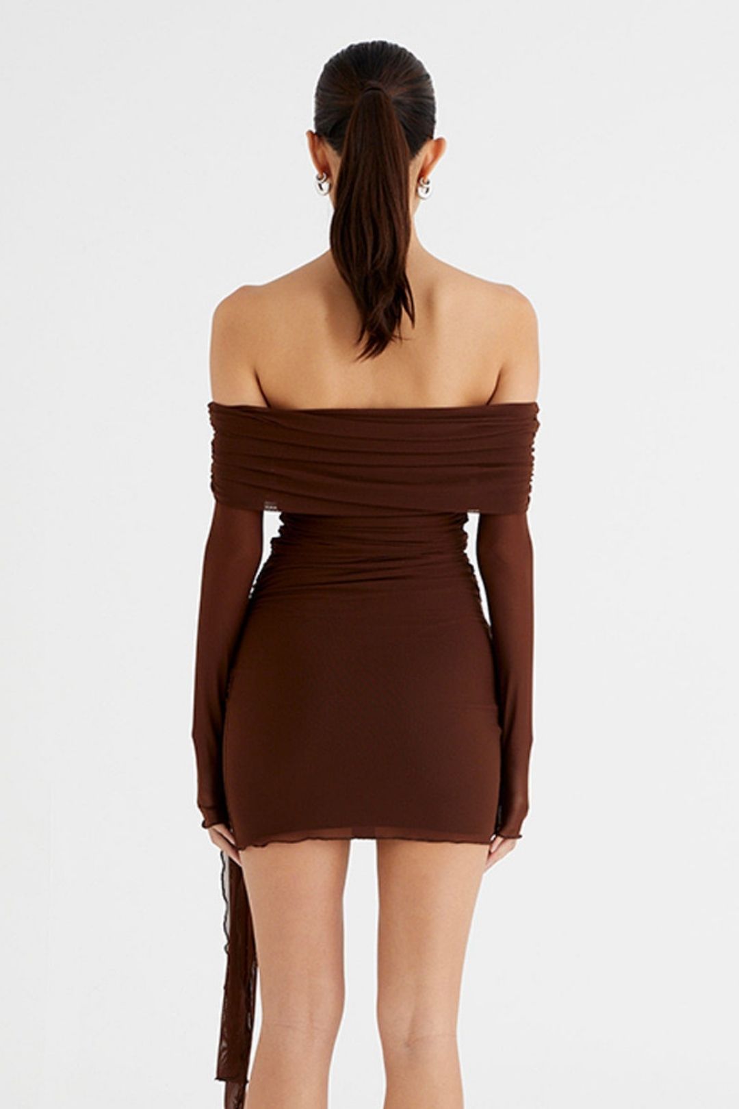 Tube Top Dress Long Sleeve Pleated Hip Skirt