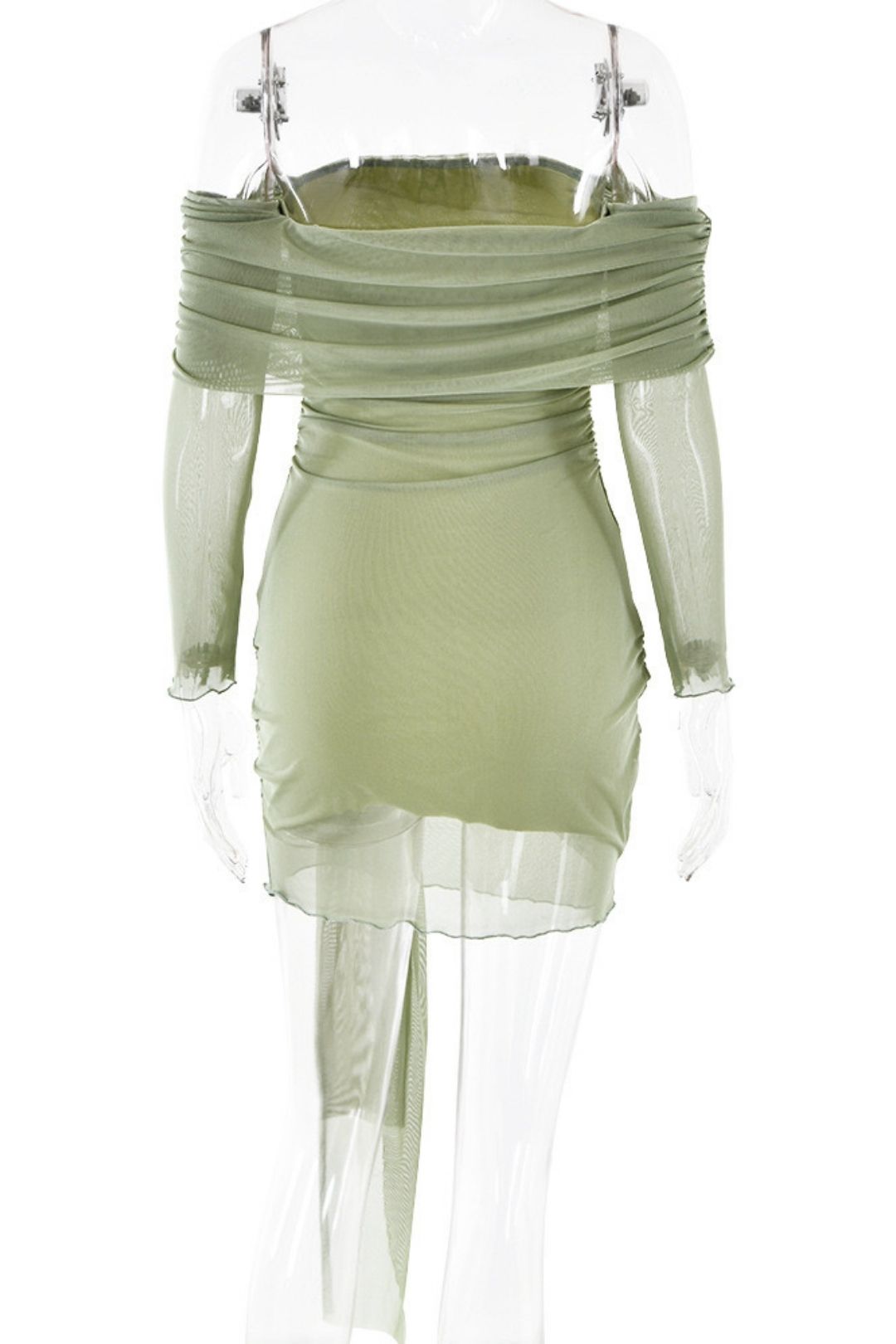 Tube Top Dress Long Sleeve Pleated Hip Skirt