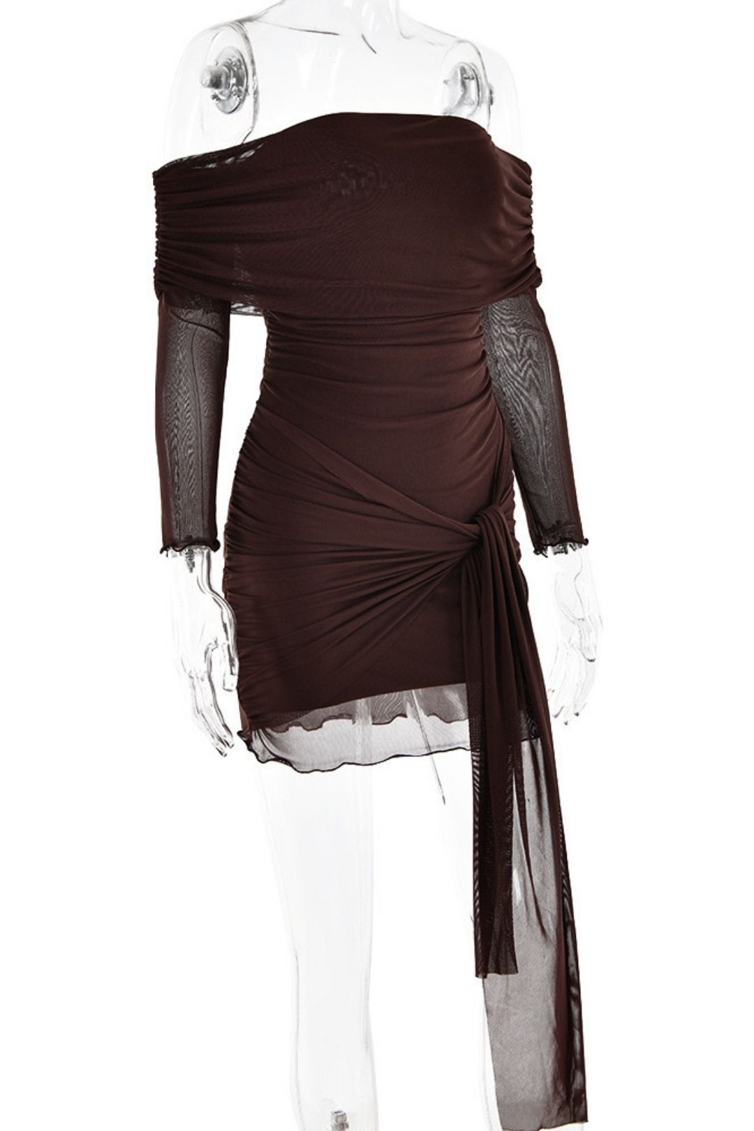 Tube Top Dress Long Sleeve Pleated Hip Skirt