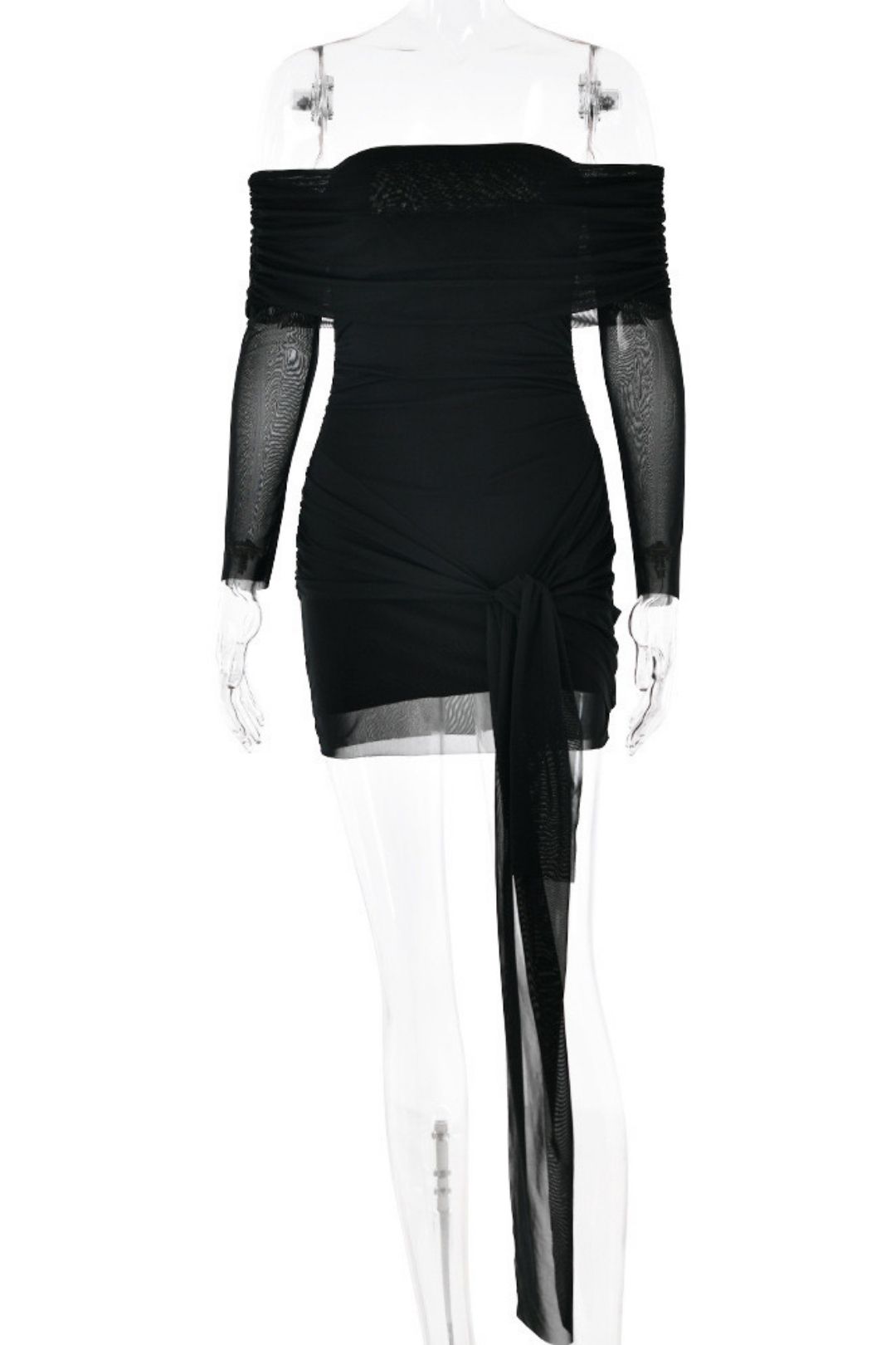 Tube Top Dress Long Sleeve Pleated Hip Skirt