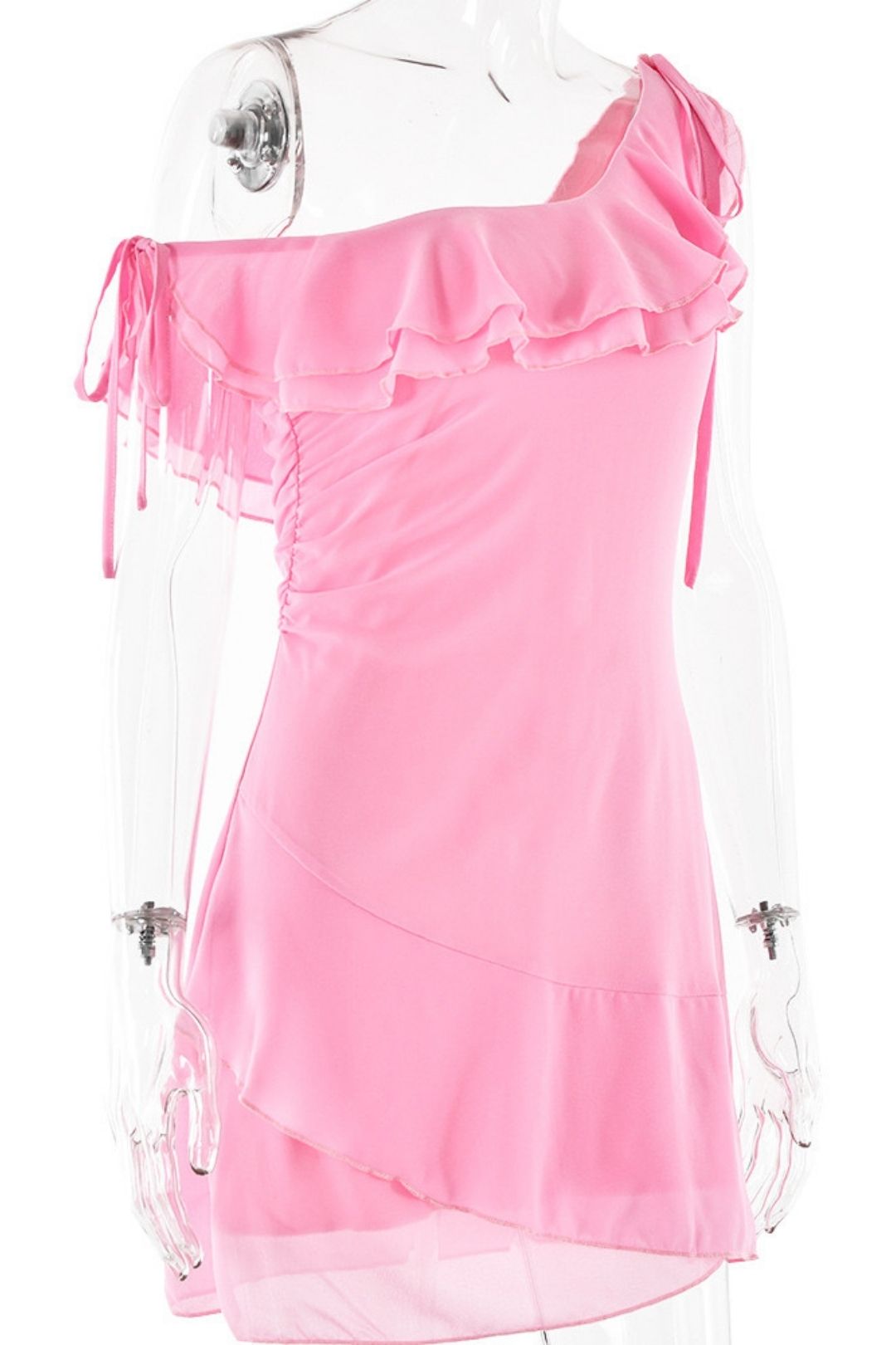 Sexy Hot Girl Dress Oblique Shoulder Sleeveless Backless Slim Dress