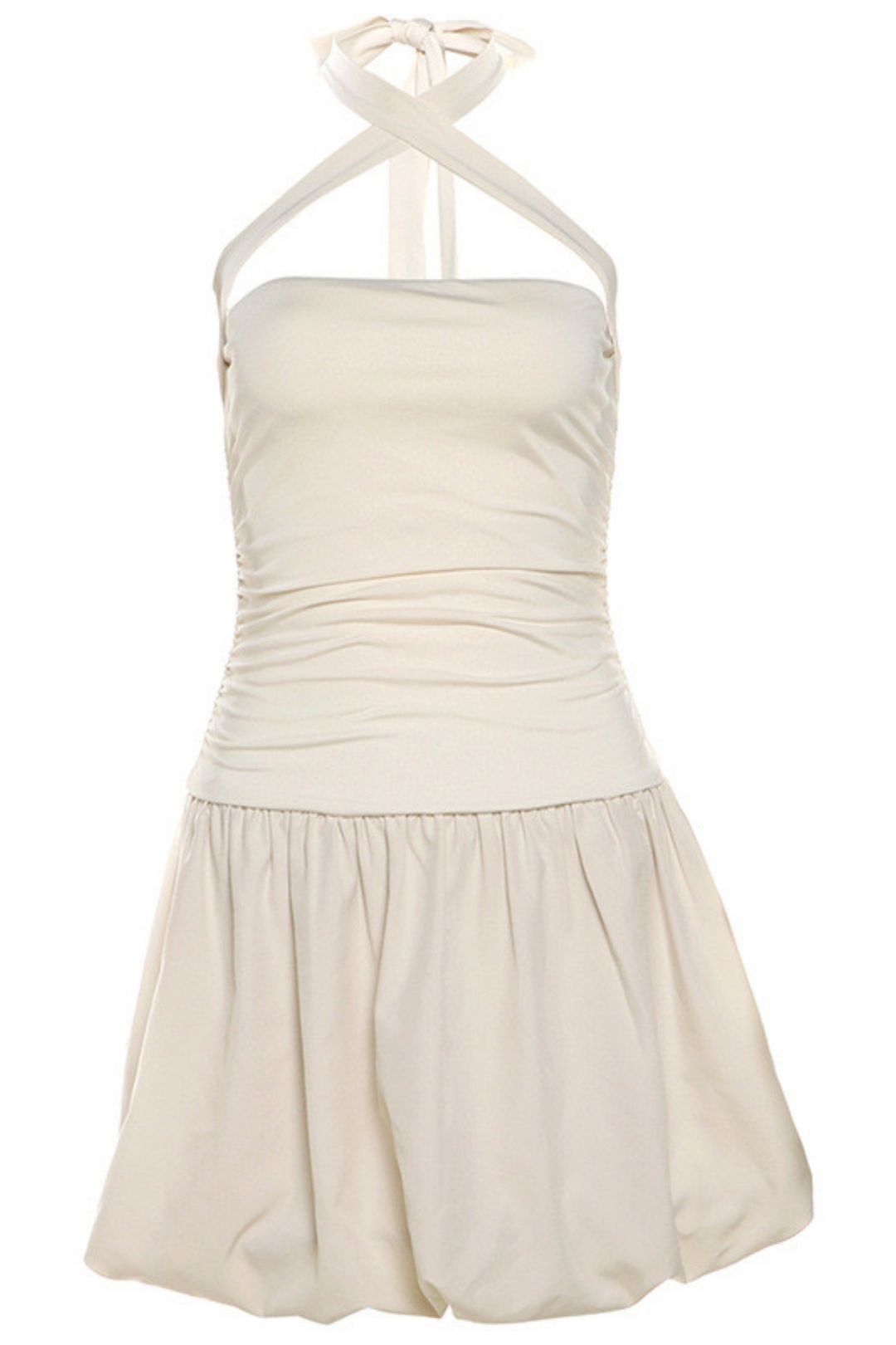 Sleeveless Tie Halterneck Solid Color High Waist Slim Flower Bud Skirt Http://detail.m.1688.com/pag