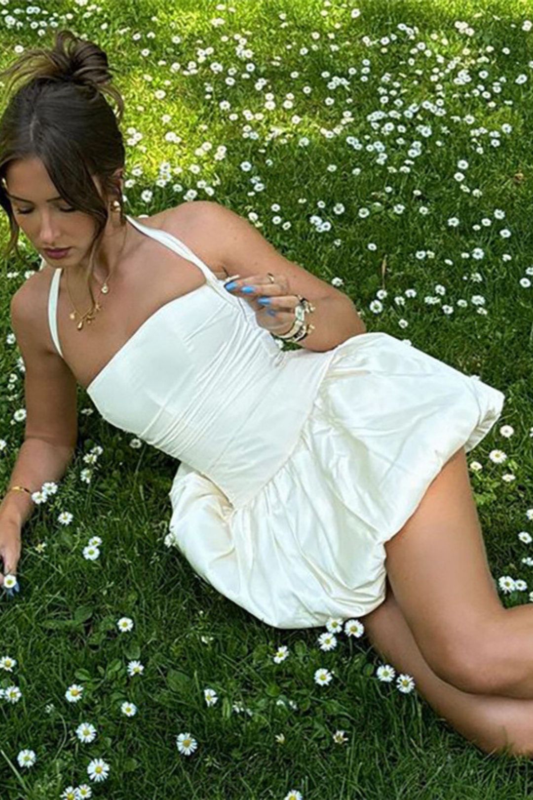 Sleeveless Tie Halterneck Solid Color High Waist Slim Flower Bud Skirt Http://detail.m.1688.com/pag