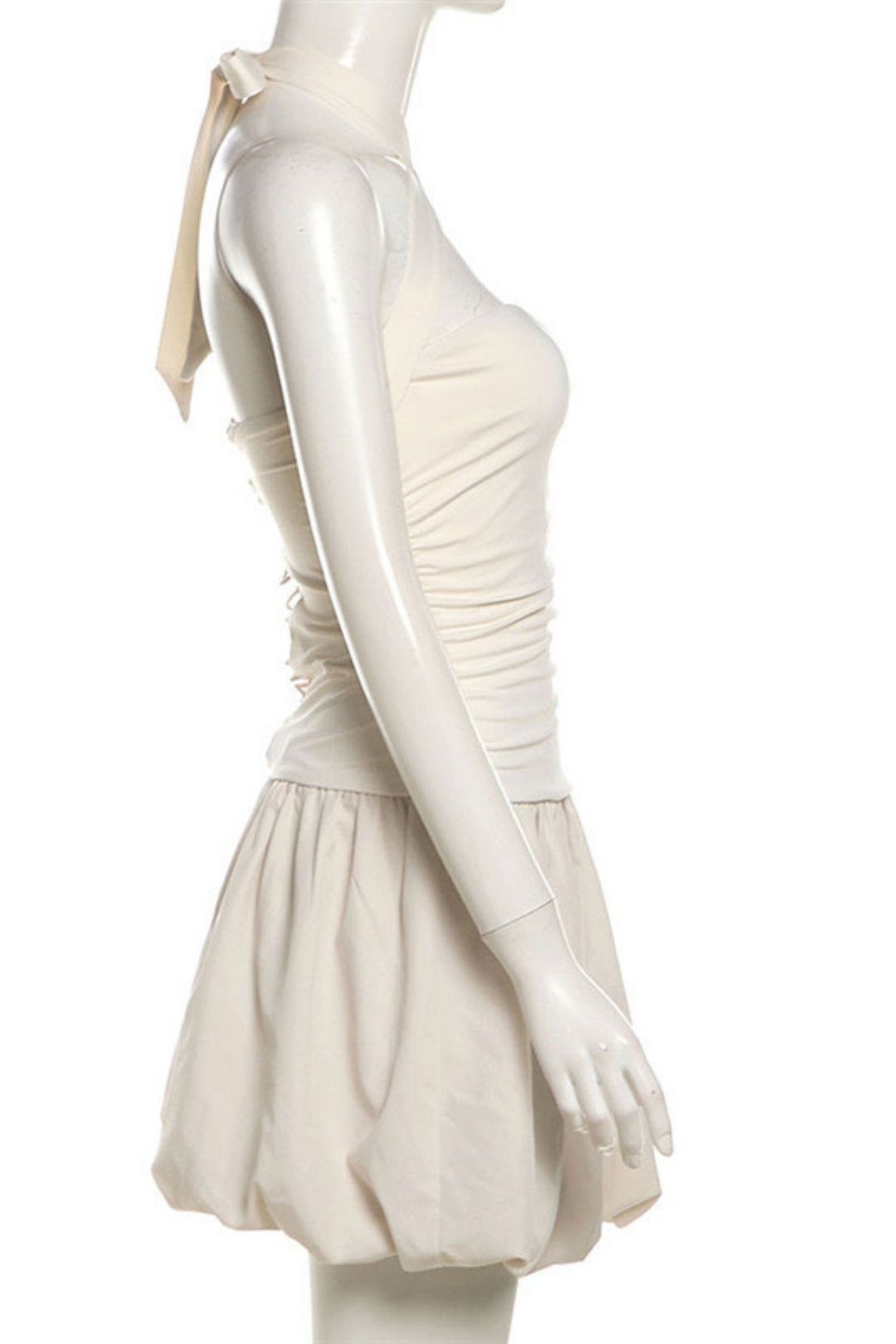 Sleeveless Tie Halterneck Solid Color High Waist Slim Flower Bud Skirt Http://detail.m.1688.com/pag