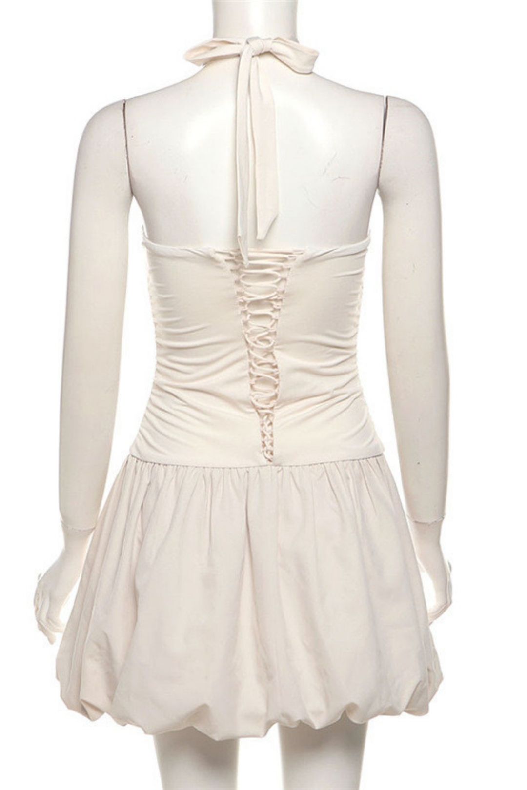 Sleeveless Tie Halterneck Solid Color High Waist Slim Flower Bud Skirt Http://detail.m.1688.com/pag