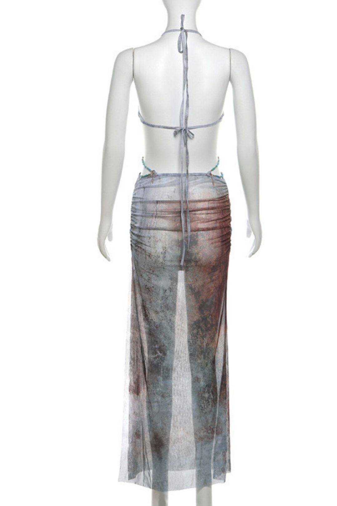 Deep V Sexy Hottie Halter Neck Strappy Backless High Waist Dress